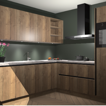 Chocolade eiken greeploze keuken Luanda 98578