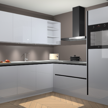 Sneeuwwitte hoogglans greeploze keuken Luanda 100758