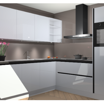 Sneeuwwitte hoogglans greeploze keuken Luanda 98564