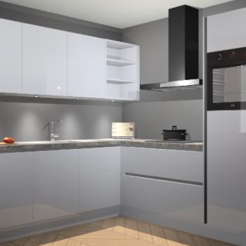 Sneeuwwitte hoogglans greeploze keuken Luanda 98532