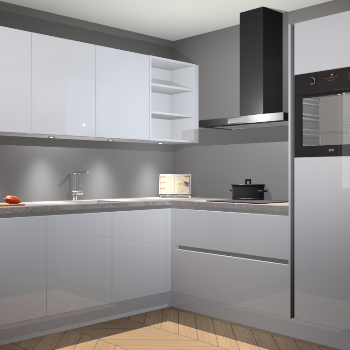 Sneeuwwitte hoogglans greeploze keuken Luanda 98520