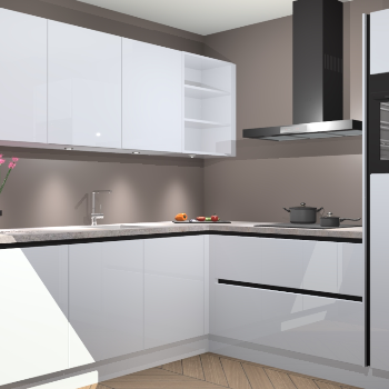 Sneeuwwitte hoogglans greeploze keuken Luanda 98529