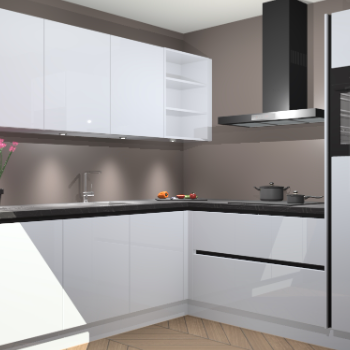 Sneeuwwitte hoogglans greeploze keuken Luanda 97164