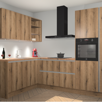 Goud Eiken greeploze keuken Cognac 99244