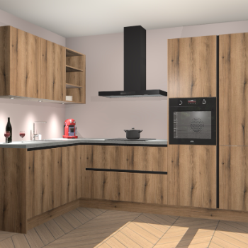 Goud Eiken greeploze keuken Cognac 99264