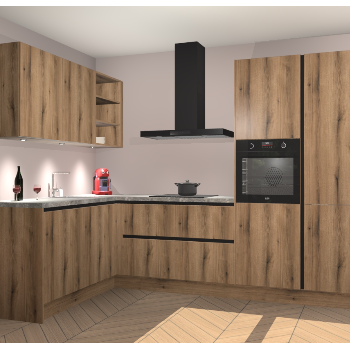 Goud Eiken greeploze keuken Cognac 99276