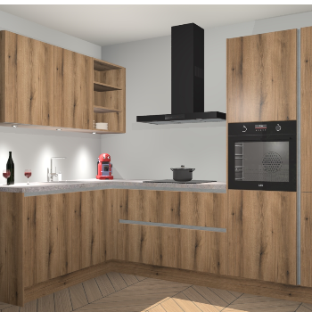 Goud Eiken greeploze keuken Cognac 99279