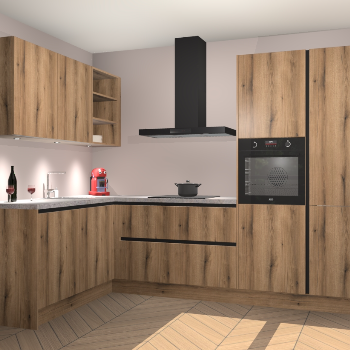 Goud Eiken greeploze keuken Cognac 99282