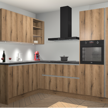 Goud Eiken greeploze keuken Cognac 99285