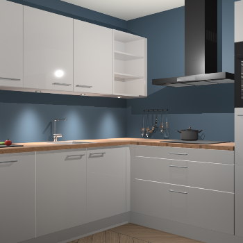 Zijdegrijze hoogglans keuken Luanda 100782