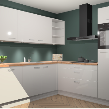 Zijdegrijze hoogglans keuken Luanda 100783