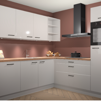 Zijdegrijze hoogglans keuken Luanda 100786