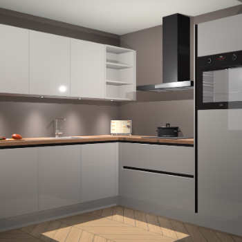 Zijdegrijze hoogglans greeploze keuken Luanda 100787