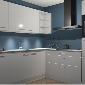 Zijdegrijze hoogglans keuken Luanda 100793