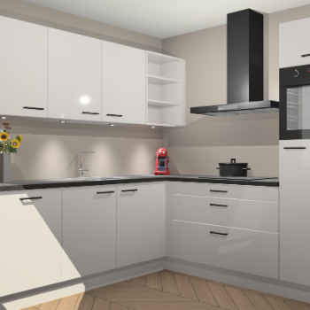 Zijdegrijze hoogglans keuken Luanda 100809