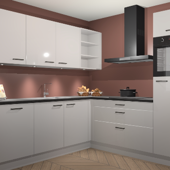 Zijdegrijze hoogglans keuken Luanda 100810