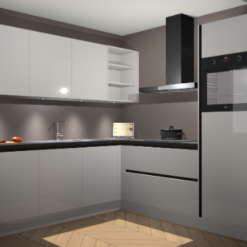 Zijdegrijze hoogglans greeploze keuken Luanda 100811