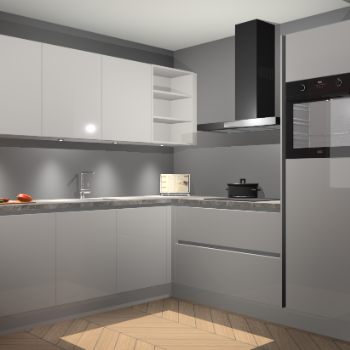 Zijdegrijze hoogglans greeploze keuken Luanda 100814