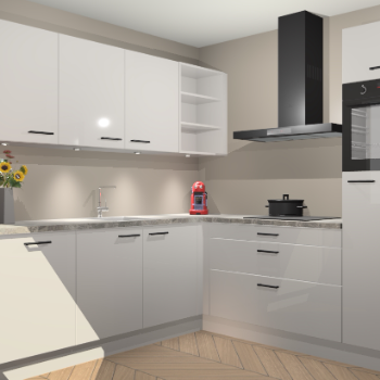 Zijdegrijze hoogglans keuken Luanda 100815