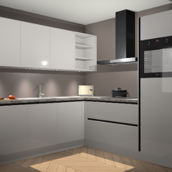 Zijdegrijze hoogglans greeploze keuken Luanda 100817