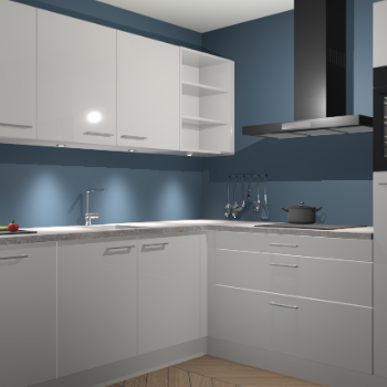 Zijdegrijze hoogglans keuken Luanda 100818