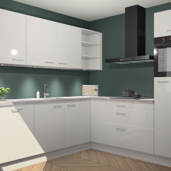 Zijdegrijze hoogglans keuken Luanda 100819