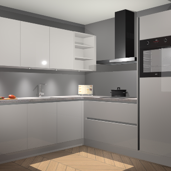 Zijdegrijze hoogglans greeploze keuken Luanda 100820