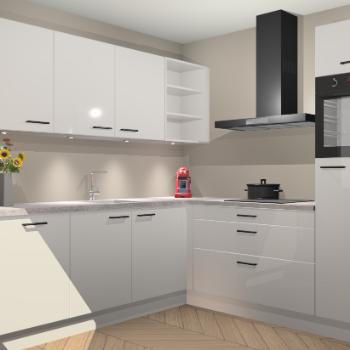 Zijdegrijze hoogglans keuken Luanda 100821