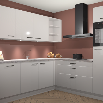 Zijdegrijze hoogglans keuken Luanda 100822