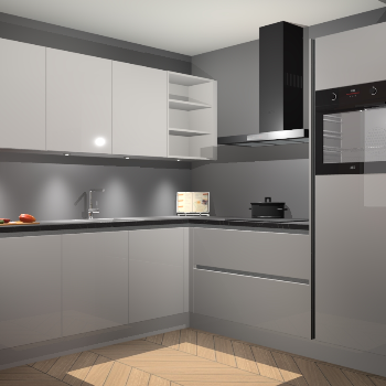 Zijdegrijze hoogglans greeploze keuken Luanda 100826