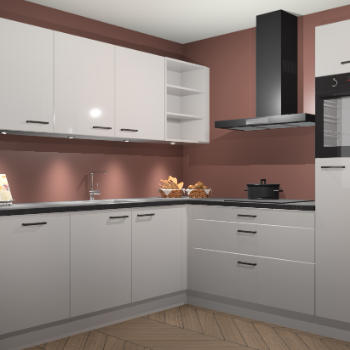 Zijdegrijze hoogglans keuken Luanda 100828