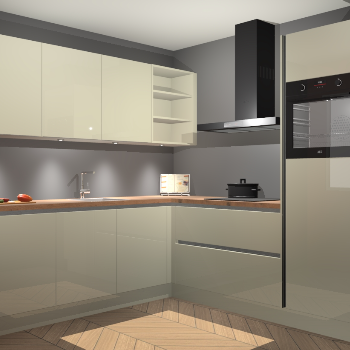 Magnolia hoogglans greeploze keuken Luanda 100885