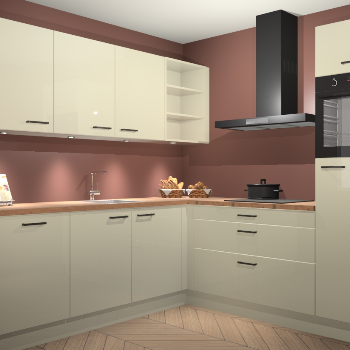 Magnolia hoogglans keuken Luanda 100887