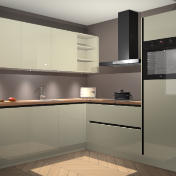 Magnolia hoogglans greeploze keuken Luanda 100888