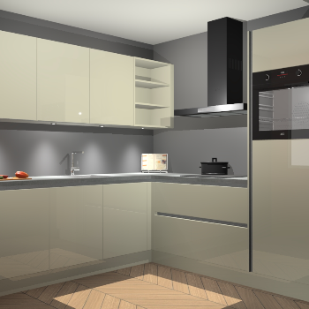 Magnolia hoogglans greeploze keuken Luanda 100942