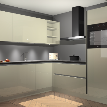 Magnolia hoogglans greeploze keuken Luanda 100948