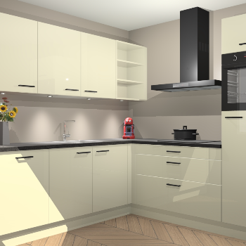 Magnolia hoogglans keuken Luanda 100949