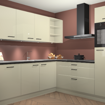 Magnolia hoogglans keuken Luanda 100950