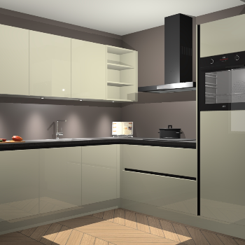 Magnolia hoogglans greeploze keuken Luanda 100951