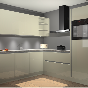 Magnolia hoogglans greeploze keuken Luanda 100954