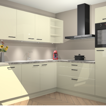 Magnolia hoogglans keuken Luanda 100955