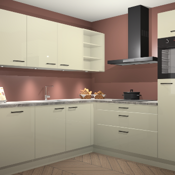 Magnolia hoogglans keuken Luanda 100956