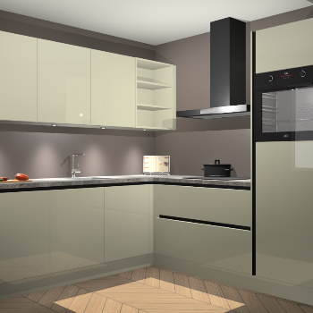 Magnolia hoogglans greeploze keuken Luanda 100957