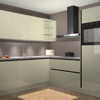 Magnolia hoogglans greeploze keuken Luanda 100963