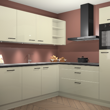 Magnolia hoogglans keuken Luanda 100970