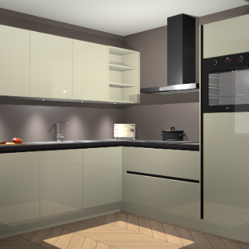 Magnolia hoogglans greeploze keuken Luanda 100974