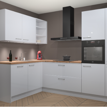 Sneeuwwitte Hoogglans keuken Cognac 99827