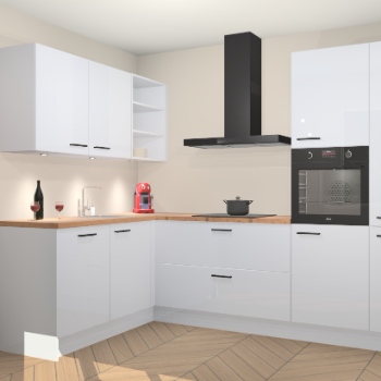 Sneeuwwitte Hoogglans keuken Cognac 99830