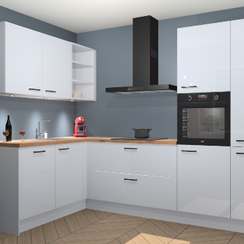 Sneeuwwitte Hoogglans keuken Cognac 99831