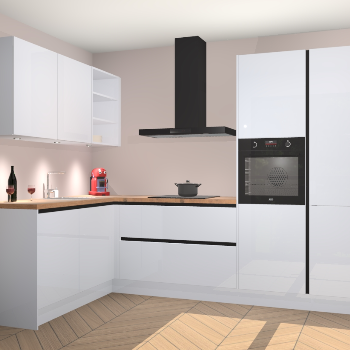 Sneeuwwitte Hoogglans greeploze keuken Cognac 99832